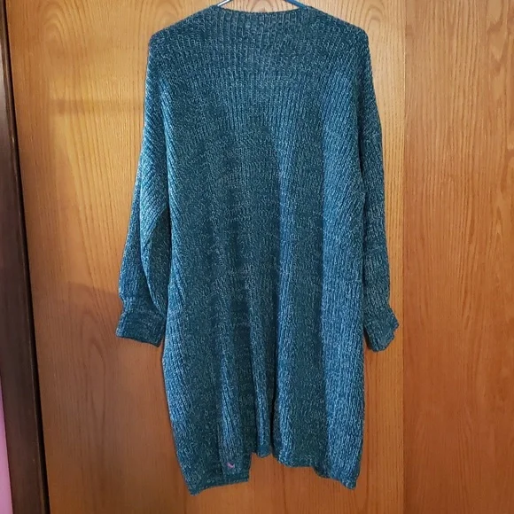 Cozy Dark Teal Duster Cardigan. NWT. Pockets!  Marled. - Picture 10 of 12